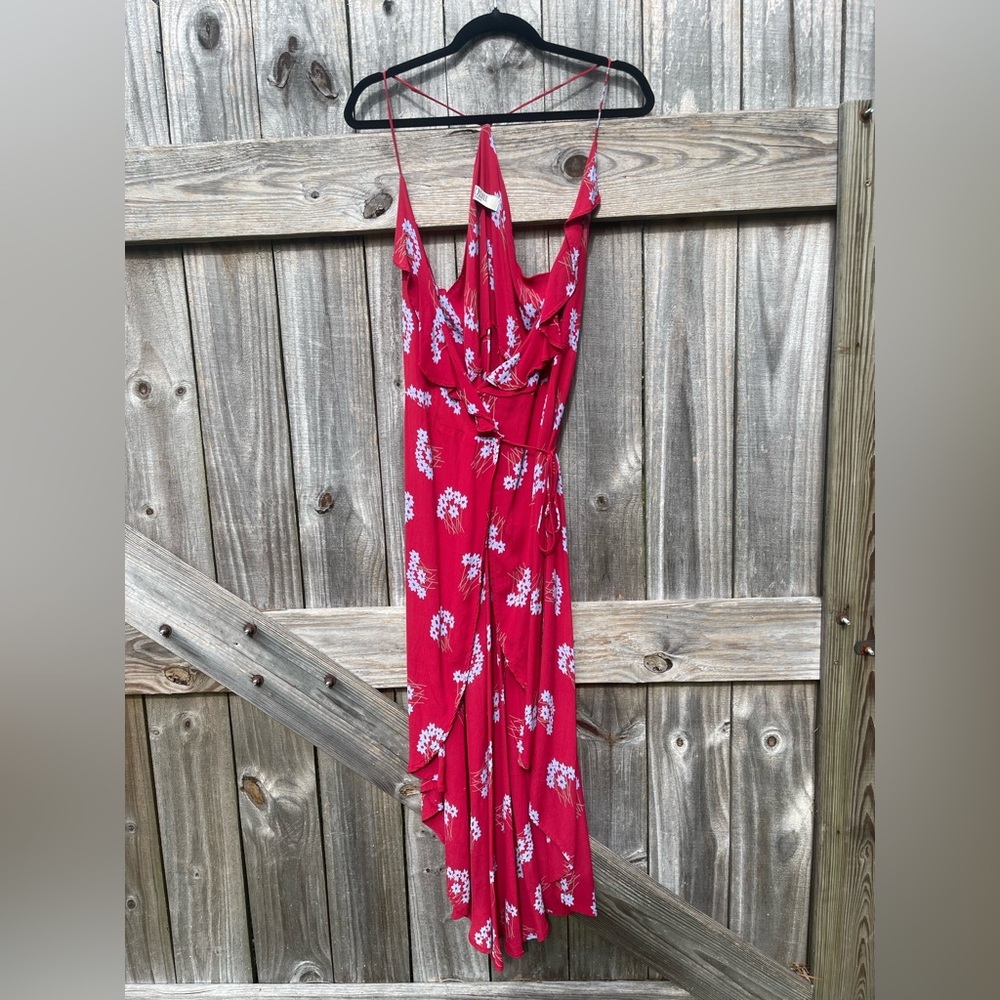Lucy Love Red Floral Midi Dress Size S